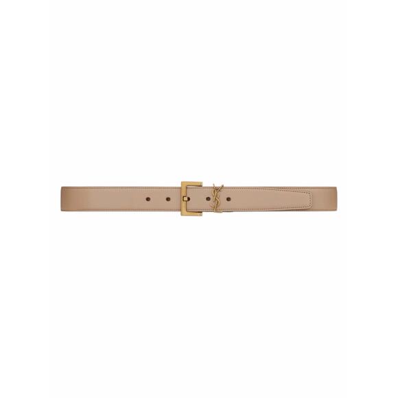 Saint Laurent Cassandre Logo Belt Square Buckle Leather Beige Size 90/36 main image 12